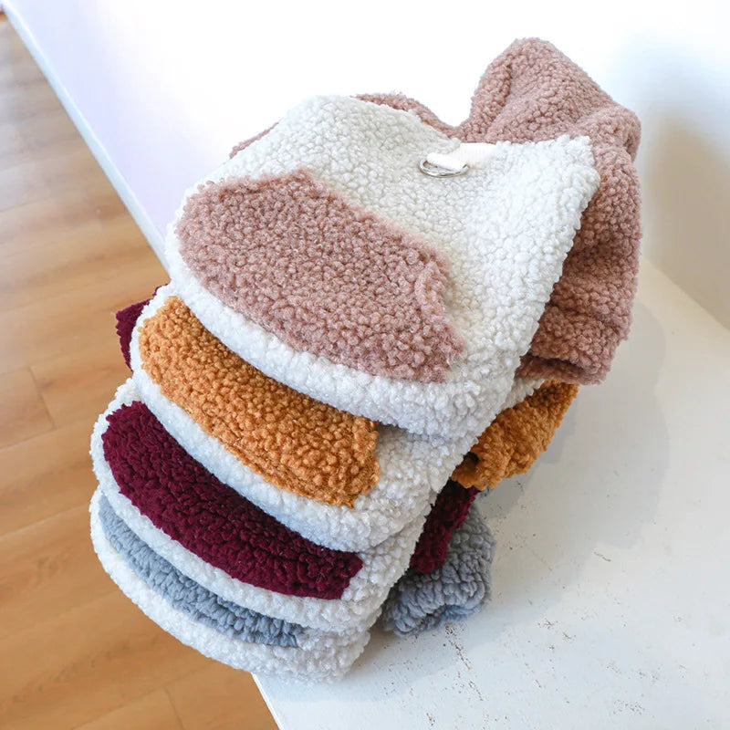 Berber Fleece Dog Hoodie – Winter Warm Pet Sweater with Buckle